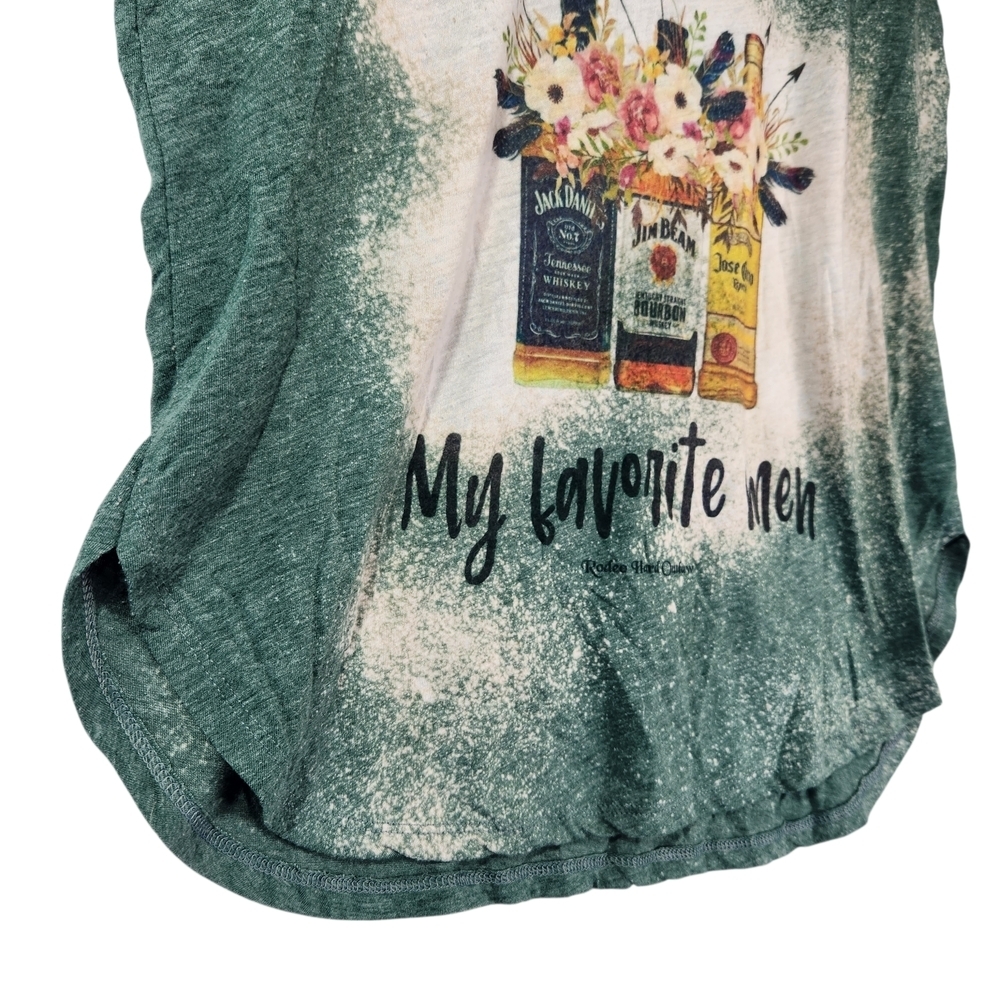 Jack Daniels Jim Beam Jose Cuervo Tank Top Women "My Favorite Men" Medium Green - Picture 4 of 14